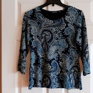 Paisley Print Blue and Black Women's Top